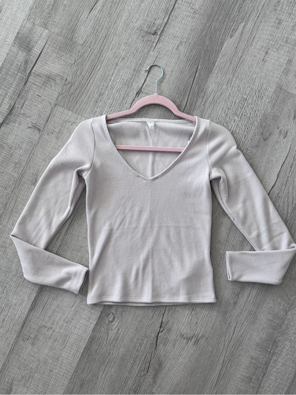 Gilly Hicks Light Grey Waffle Long Sleeve Top - Size S